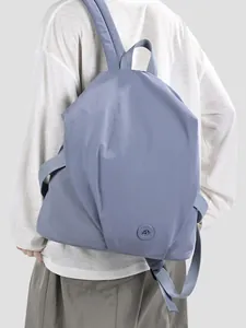 Large capacity nylon backpack for women in blue, casual school and travel bag