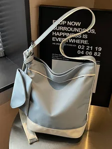 Women Canvas Color Block Tote Bag Korean Large Capacity Shoulder Bag Casual Commuting Handbag With Mini Pouch For Daily