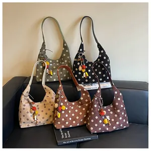 Collection of stylish retro faux suede polka dot hobo shoulder bags for women