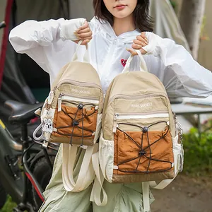 Zaini da esterno in nylon impermeabili e leggeri per viaggi e scuola in colore kaki.