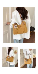Bolso tote grande amarillo vintage para mujer, diseño de hombro elegante