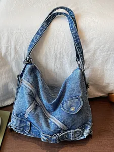 Sac cabas en jean grande capacité pour femmes style décontracté et élégant épaule