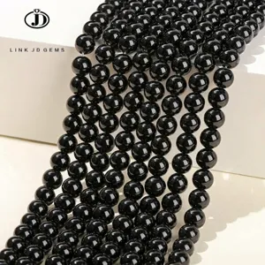 Natural Black Obsidian Round Loose Beads Smooth Polished Stone Beads For Jewelry Making DIY Bracelet Necklace Supplies