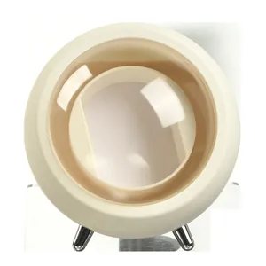 Top view of cream white automatic watch winder with transparent protective dome lid