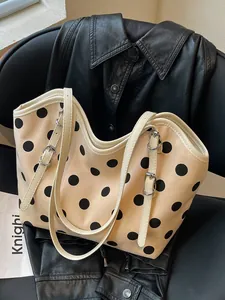 Bolso tote de lona con lunares vintage para mujer con gran capacidad y correas ajustables