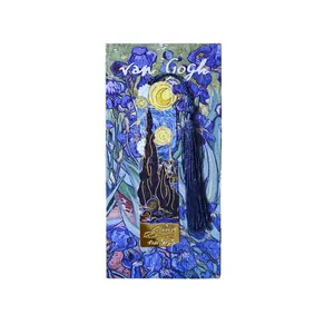 Exquisites Van Gogh Ölgemälde Metall Lesezeichen mit Quaste und künstlerischer Karte