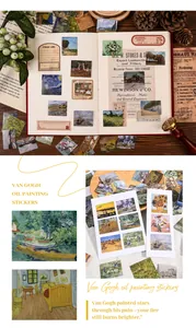 Collection of classic Van Gogh oil painting stickers for vintage journaling and DIY craft