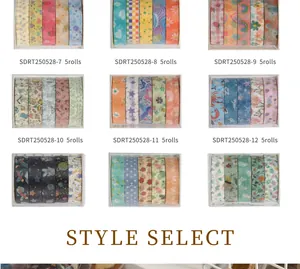 Various style options for decorative washi tape sets including 5 rolls for DIY crafts