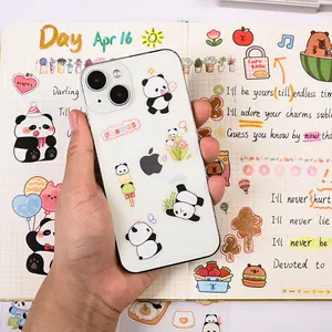 Cute panda PET transparent stickers for journaling and phone case DIY decoration set