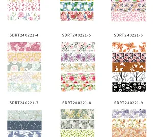 Detailed overview of floral washi tape patterns with SKU identifiers for DIY journaling
