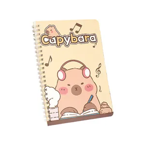 Süßes A5 Capybara-Cartoon-Spiralnotizbuch für Schüler und Kinder Schreibwarengeschenk