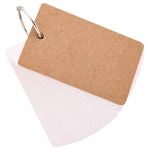 Portable blank flashcards with binder ring and kraft cover for study