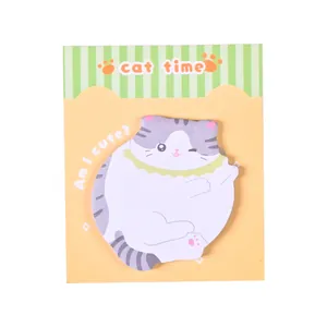 Cute cat-shaped sticky notes for students, fun animal memo pad for notes and reminders