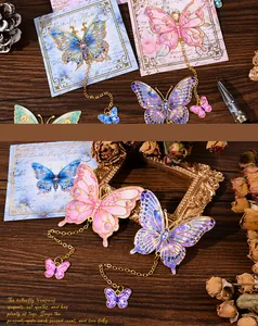 Exquisite metal butterfly bookmark set with charms, perfect for student gifts and journals