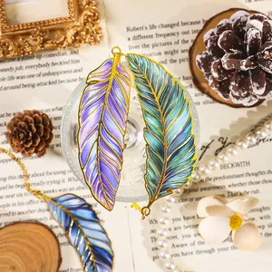 Creative vintage gold metal feather bookmarks set for book reading page marking gifts