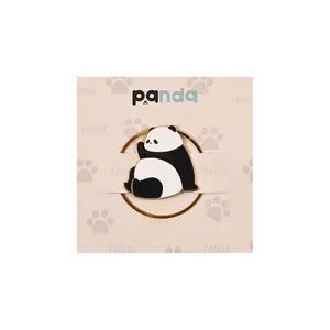 Cute cartoon panda metal bookmark with golden ring holder and decorative backing card