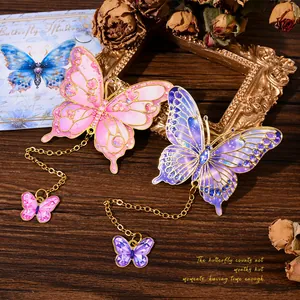 Exquisite metal butterfly bookmarks with gold chains for book lovers and school gifts