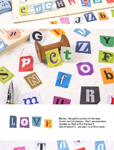 Colorful magazine cutout style alphabet stickers for DIY scrapbooking and crafts