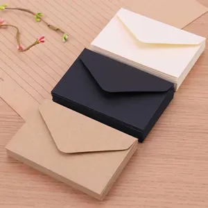 Juego de mini sobres de papel kraft negro, crema y marrón para tarjetas de felicitación
