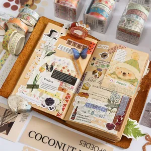 Cute cartoon washi tape and sticker set for DIY junk journal scrapbooking decoration