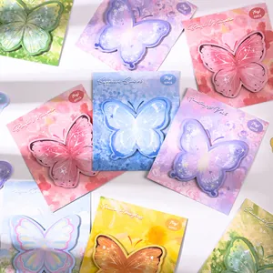 Kreative Haftnotizen in Schmetterlingsform mit farbenfrohen Aquarell-Illustrationen