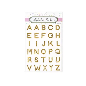 Set of gold pearl alphabet stickers for DIY scrapbooking, journaling and handmade crafts