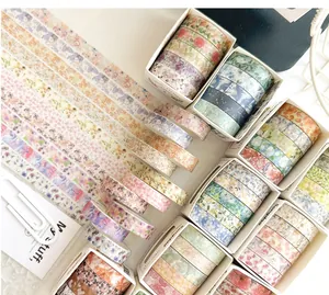 Floral pattern washi tape rolls for DIY scrapbooking and creative journal decoration