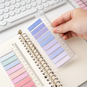 Regla de carpeta transparente con pestañas de notas adhesivas de colores degradados para agendas