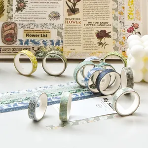 Premium assorted floral washi tape set for DIY scrapbooking and journal decoration