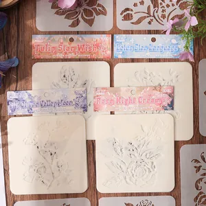 Set of 6 floral hollow painting stencils for journaling and creative DIY crafts