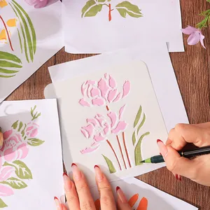 Creative reusable hollow floral stencil template for artistic drawing and DIY scrapbooking