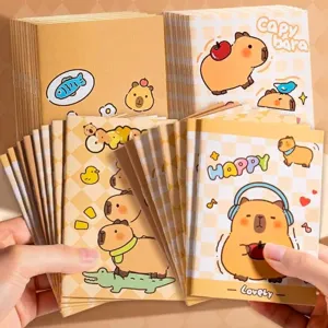 Mini Libreta de Bolsillo Linda Dibujos Animados Capibara Encuadernación a Caballo Pequeño Diario Bloc de Notas Para Estudiantes Niños Papelería Regalo