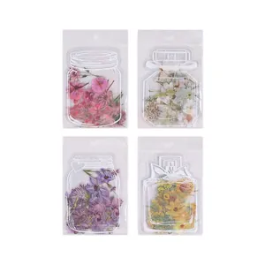 Set of transparent floral stickers in specimen jar and perfume bottle shapes for DIY.