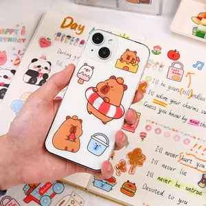 Cute cartoon Capybara PET stickers set for DIY phone case and journal decoration