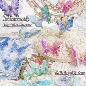 Holographic gold foil butterfly stickers for journaling and DIY crafts