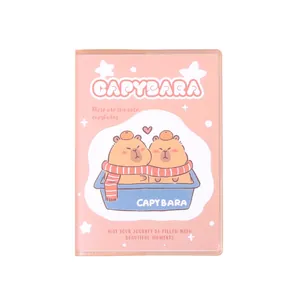 Simpatico mini taccuino A7 con illustrazione Capybara e copertina morbida rosa