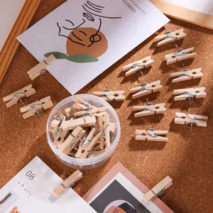 Set de punaises créatives en bois avec pinces pour mur de photos et tableau de liège