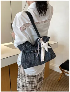 Borsa tote plissettata grande da donna, stile elegante per il pendolare quotidiano
