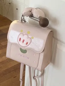 Mini Sac à Dos Femme en Cuir PU Mode Broderie Tulipe avec Nœud Papillon Style de Niche Décontracté Voyage École