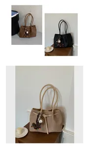 Women's large capacity commute tote bags in three colors with cute dachshund charm
