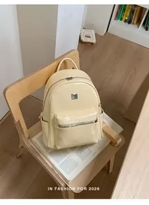 Cream white woven texture women's backpack for stylish commuting and daily travel