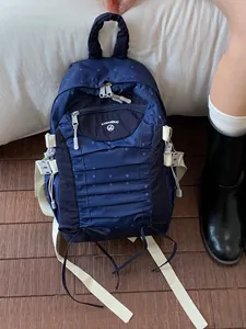 Japanese Korean Minimalist Canvas Backpack Polka Dot Plaid School Bag For University Students Women Lightweight Travel Backpack