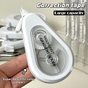 Detailed view of white correction tape with transparent shell and gradient gear