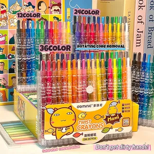 Detailed view of 36-color rotating crayon set for professional children drawing and art