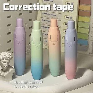 Macaron Gradient Click-Type Correction Tape Large Capacity Silent Refillable Correction Pen Frosted Texture Student Office Stationery