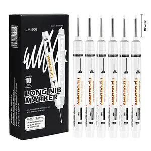 10-piece black deep hole long nib marker set with 20mm needle tip for marking