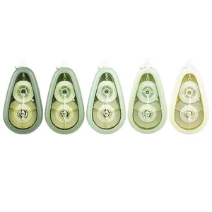 Set of five avocado-shaped correction tapes in various gradient green colors for office use