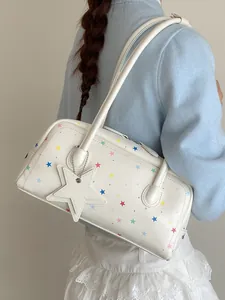 Bolso Boston para Mujer con Patrón de Estrellas Cuero PU Bolso de Axila Bolso de Hombro Estampado de Moda Bolso Casual Diario