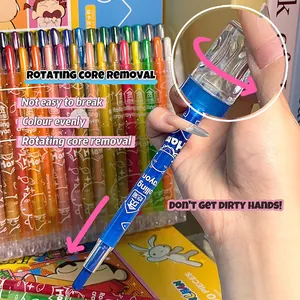 Multicolor rotating dual-headed crayon set for children's creative art and drawing