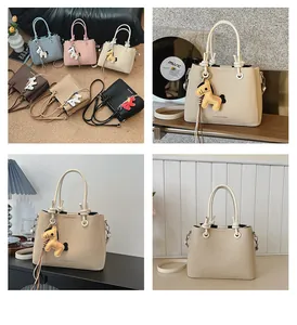 Stylish women's bucket bag with horse charm in multiple colors